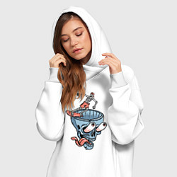 Женское худи-платье Сумасшедший скейтер, цвет: белый — фото 2