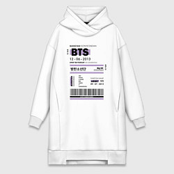 Женское худи-платье Bts ticket, цвет: белый