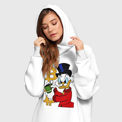 Женское худи-платье Duck tales - Scrooge bitcoin, цвет: белый — фото 2