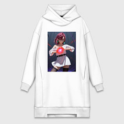 Женское худи-платье Дандадан: Момо фаербол, цвет: белый