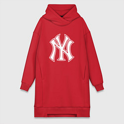 Женское худи-платье New York yankees - baseball logo, цвет: красный