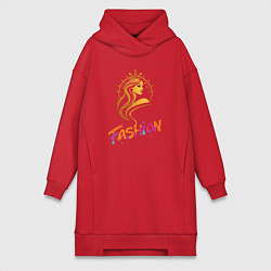 Женское худи-платье Fashion - портрет девушки, цвет: красный