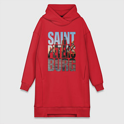 Женское худи-платье Санкт-Петербург Большеохтинский мост, цвет: красный