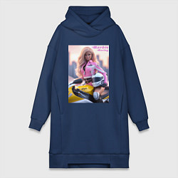 Женское худи-платье Barbie racing - Kawasaki Ninja, цвет: тёмно-синий