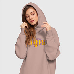 Женское худи-платье Team Los Angeles Lakers, цвет: пыльно-розовый — фото 2