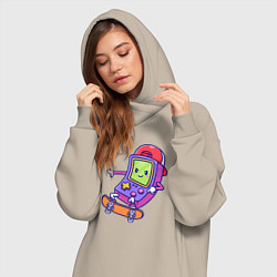 Женское худи-платье Тетрис на скейте, цвет: миндальный — фото 2