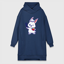 Женское худи-платье Зайка поварёнок, цвет: тёмно-синий