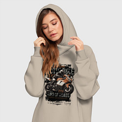 Женское худи-платье Спортивный мотоцикл кастом байк, цвет: миндальный — фото 2