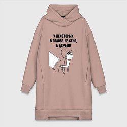 Женское худи-платье В голове не сено, цвет: пыльно-розовый