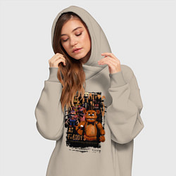 Женское худи-платье Аниматроники из Five Nights at Freddys, цвет: миндальный — фото 2