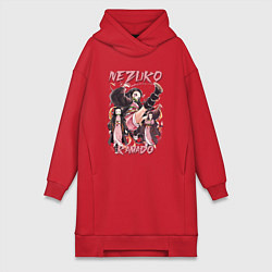 Женское худи-платье Клинок рассекающий демонов Nezuko Kamado, цвет: красный