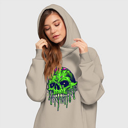Женское худи-платье Green skull, цвет: миндальный — фото 2