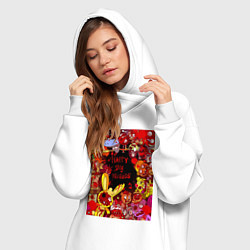 Женское худи-платье Счастливые лесные друзья - мясо, цвет: белый — фото 2