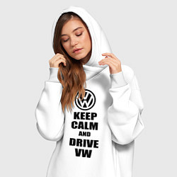 Женское худи-платье Keep Calm & Drive VW, цвет: белый — фото 2