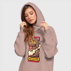 Женское худи-платье Pink godzilla, цвет: пыльно-розовый — фото 2