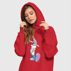 Женское худи-платье Bugs Bunny in the sneakers, цвет: красный — фото 2