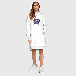 Женское худи-платье Columbus blue jackets - hockey team - emblem, цвет: белый — фото 2