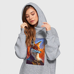 Женское худи-платье Fox fashionista - ai art fantasy, цвет: меланж — фото 2