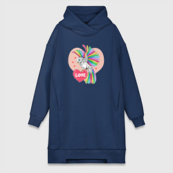 Женское худи-платье Color bird, цвет: тёмно-синий