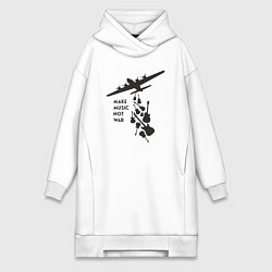 Женское худи-платье Делай музыку, а не войну, цвет: белый