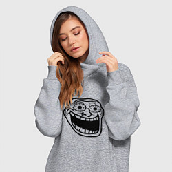 Женское худи-платье Омега тролл фейс мем, цвет: меланж — фото 2