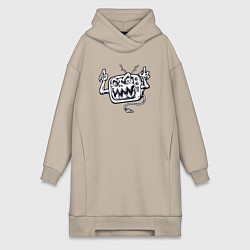 Женское худи-платье Телевизор монстр, цвет: миндальный