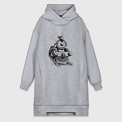 Женское худи-платье Векторный паровоз, цвет: меланж