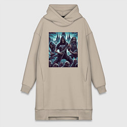 Женское худи-платье Metallica - thrash metal, цвет: миндальный