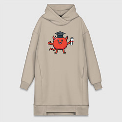 Женское худи-платье Дьяволёнок выпускник, цвет: миндальный