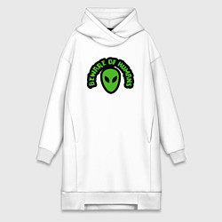 Женское худи-платье Остерегайтесь людей, цвет: белый