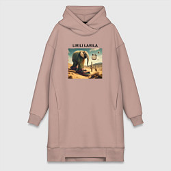 Женское худи-платье Lirili larili - elephant - brainrot meme, цвет: пыльно-розовый