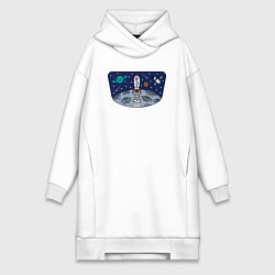 Женское худи-платье Space travel, цвет: белый
