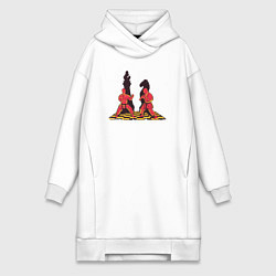 Женское худи-платье Karate chess, цвет: белый