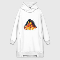 Женское худи-платье Dragon in a cave with treasures, цвет: белый