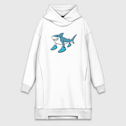 Женское худи-платье Тралалеро тралала, акула в кроссовках, мем, цвет: белый
