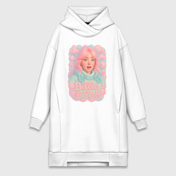 Женское худи-платье Билли Айлиш в розовыми волосами, цвет: белый