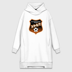 Женское худи-платье ФК Урал - большой логотип, цвет: белый