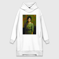 Женская толстовка-платье Девушка молодая у гобелена