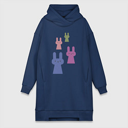 Женское худи-платье Минимализм нашествие зайцев ы кроликов, цвет: тёмно-синий