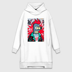Женское худи-платье Бендер панк - граффити, цвет: белый
