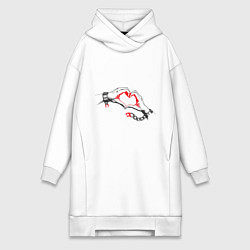 Женское худи-платье Нет варианта не выйти из тьмы - heart, цвет: белый