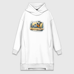 Женское худи-платье Разбираюсь в себе - пес скрипач, цвет: белый