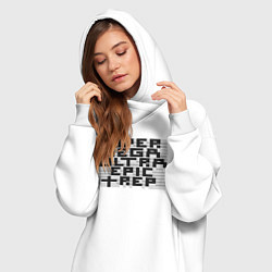 Женское худи-платье Пиксельный Super Mega Ultra Epic Rep - ASCII арт,, цвет: белый — фото 2