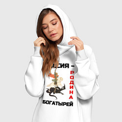 Женское худи-платье Россия - Родина богатырей Георгий Победоносец, цвет: белый — фото 2