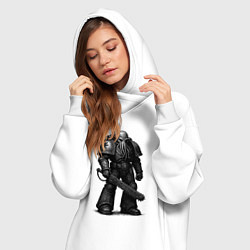 Женское худи-платье Ктулху космодесантник, цвет: белый — фото 2