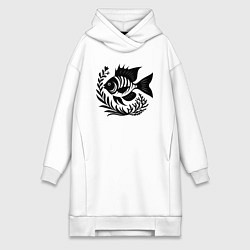 Женская толстовка-платье Рыба в морских зарослях