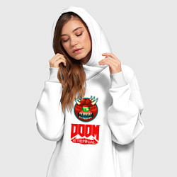 Женское худи-платье Doom eternal logo, цвет: белый — фото 2