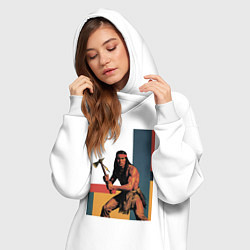 Женское худи-платье Индеец с томагавком поп-арт, цвет: белый — фото 2
