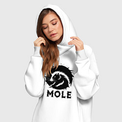 Женское худи-платье Крот в круге, цвет: белый — фото 2