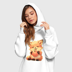 Женское худи-платье Счастливый лисёнок с апельсином, цвет: белый — фото 2